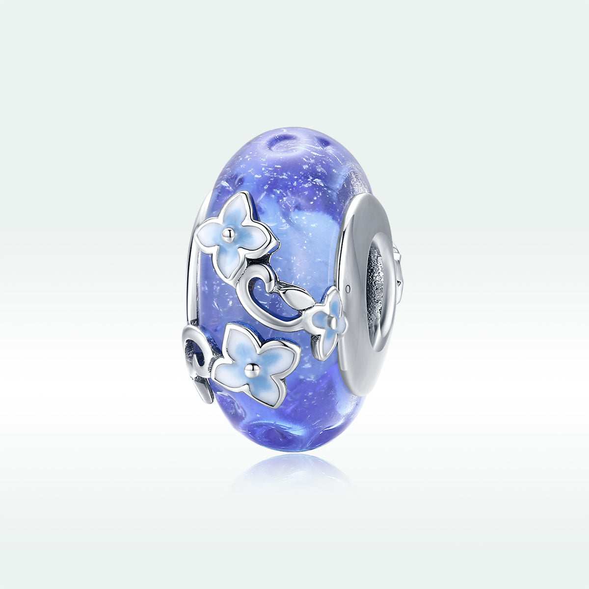 Blue Flower Glass Bead