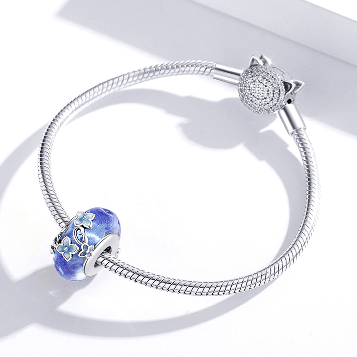 Blue Flower Glass Bead