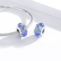 Blue Flower Glass Bead