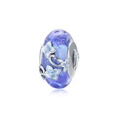 Blue Flower Glass Bead