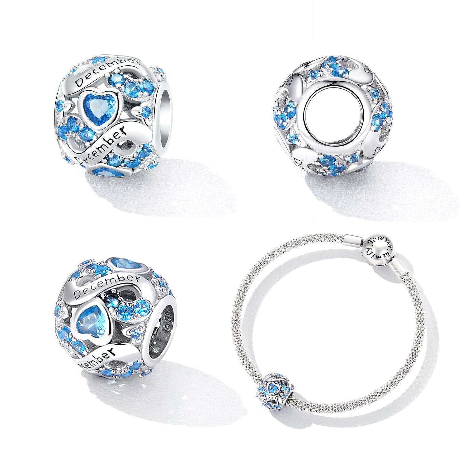 December Infinity Birthstone Charm