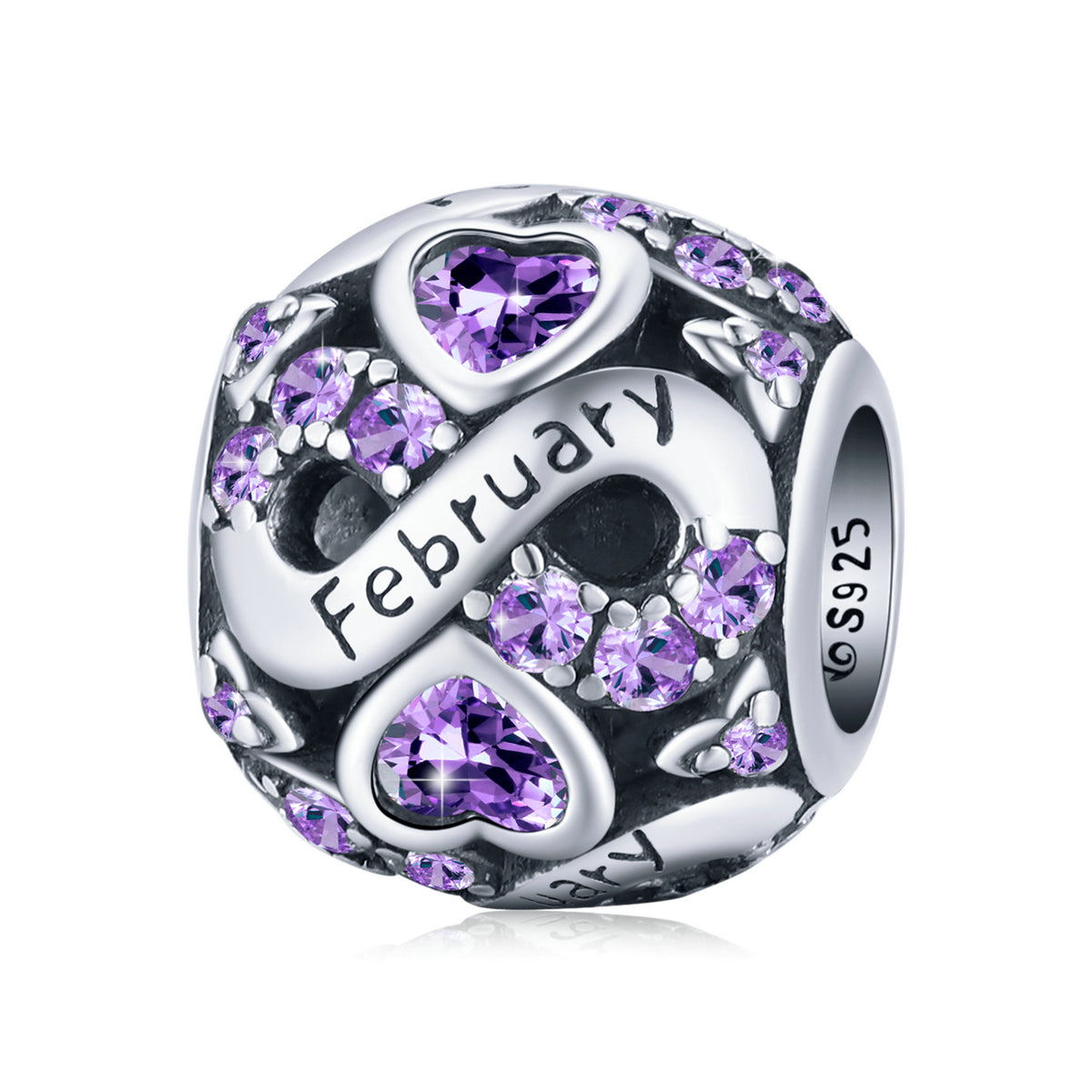 February Infinity Birthstone Charm