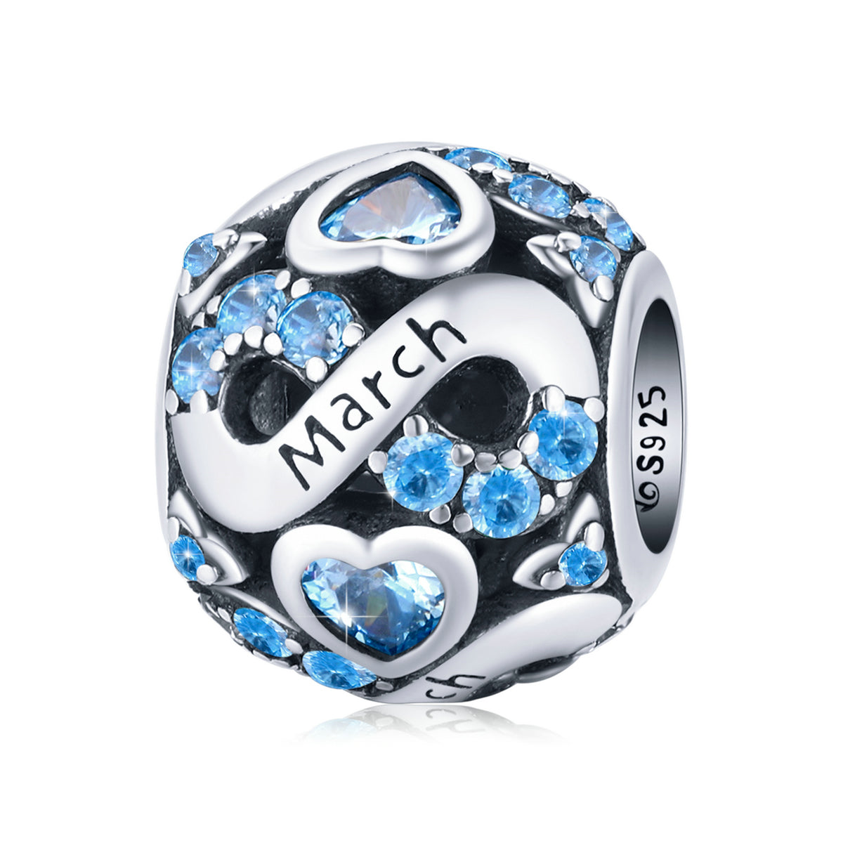 March Infinity Birthstone Charm