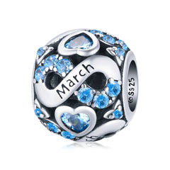 March Infinity Birthstone Charm