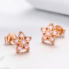 Rose Gold & Pink Star Stud Earrings