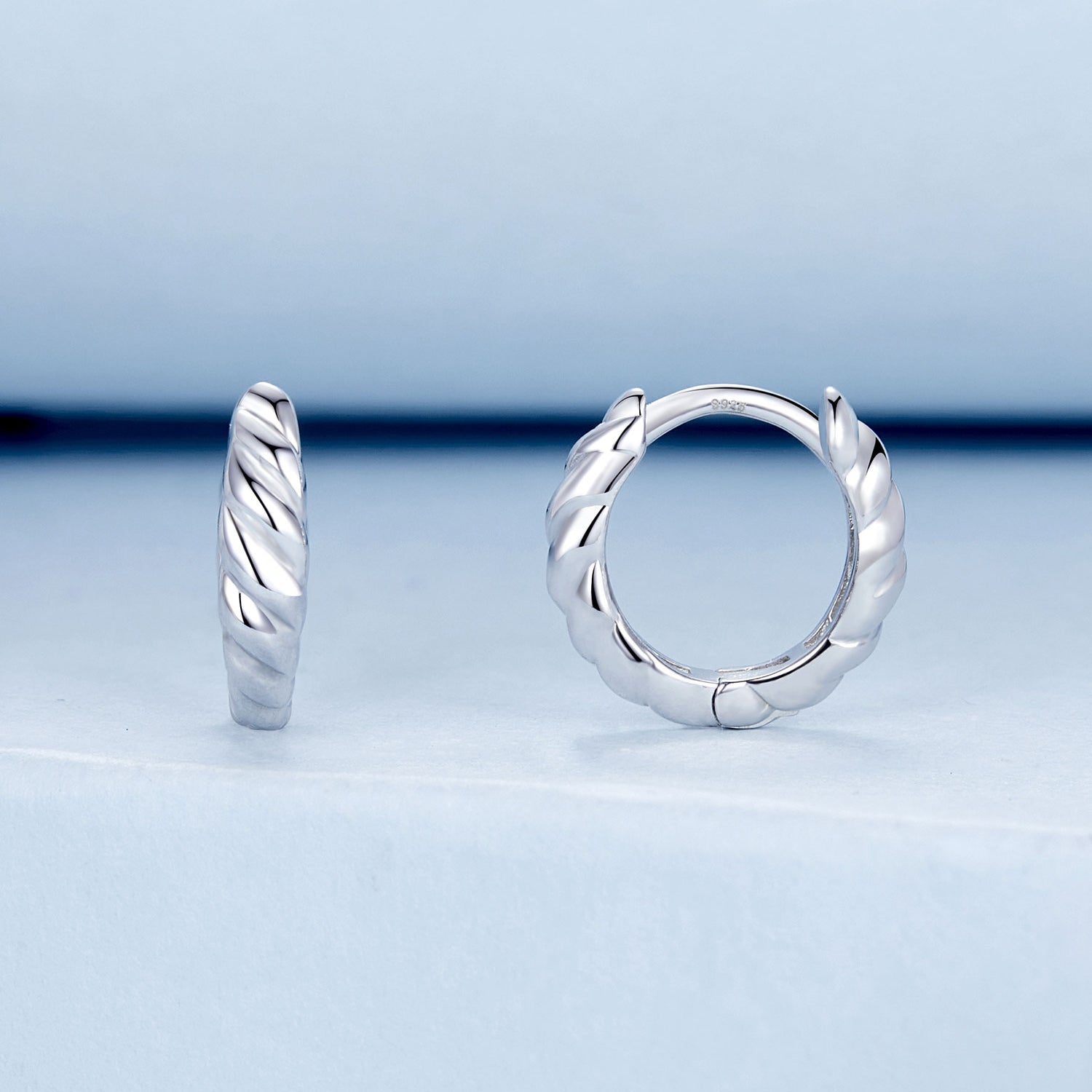 Twisted Silver Hoop Earrings