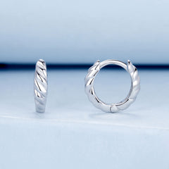 Twisted Silver Hoop Earrings