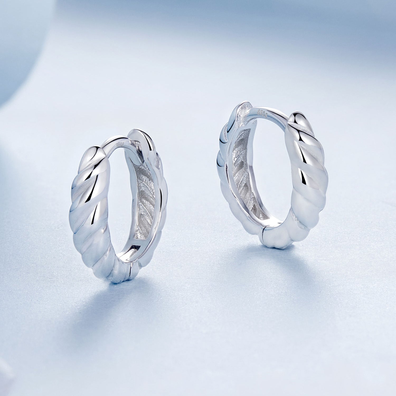 Twisted Silver Hoop Earrings