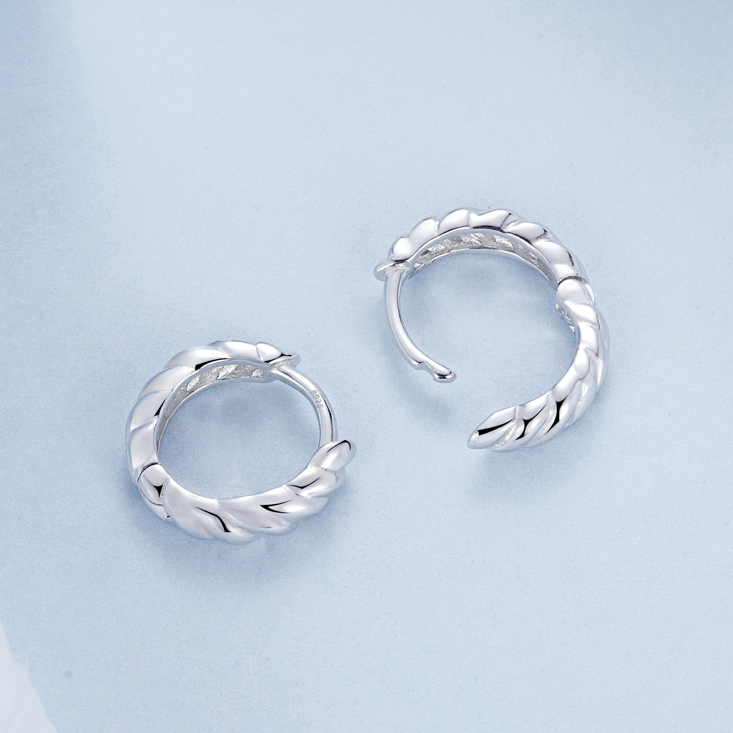 Twisted Silver Hoop Earrings