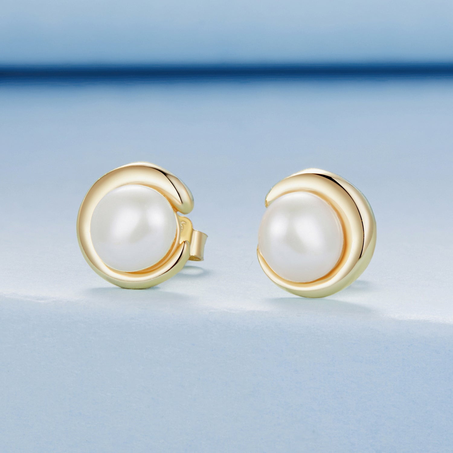 Gold Pearl Stud Earrings