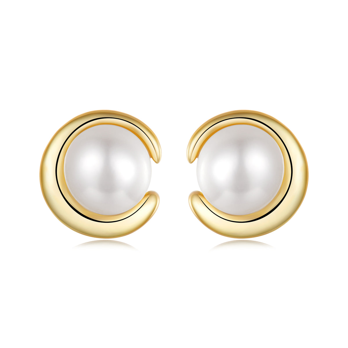 Gold Pearl Stud Earrings