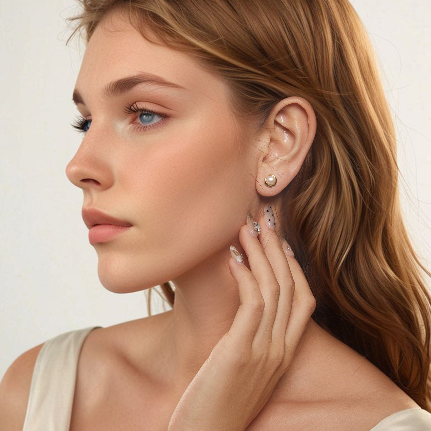 Gold Pearl Stud Earrings