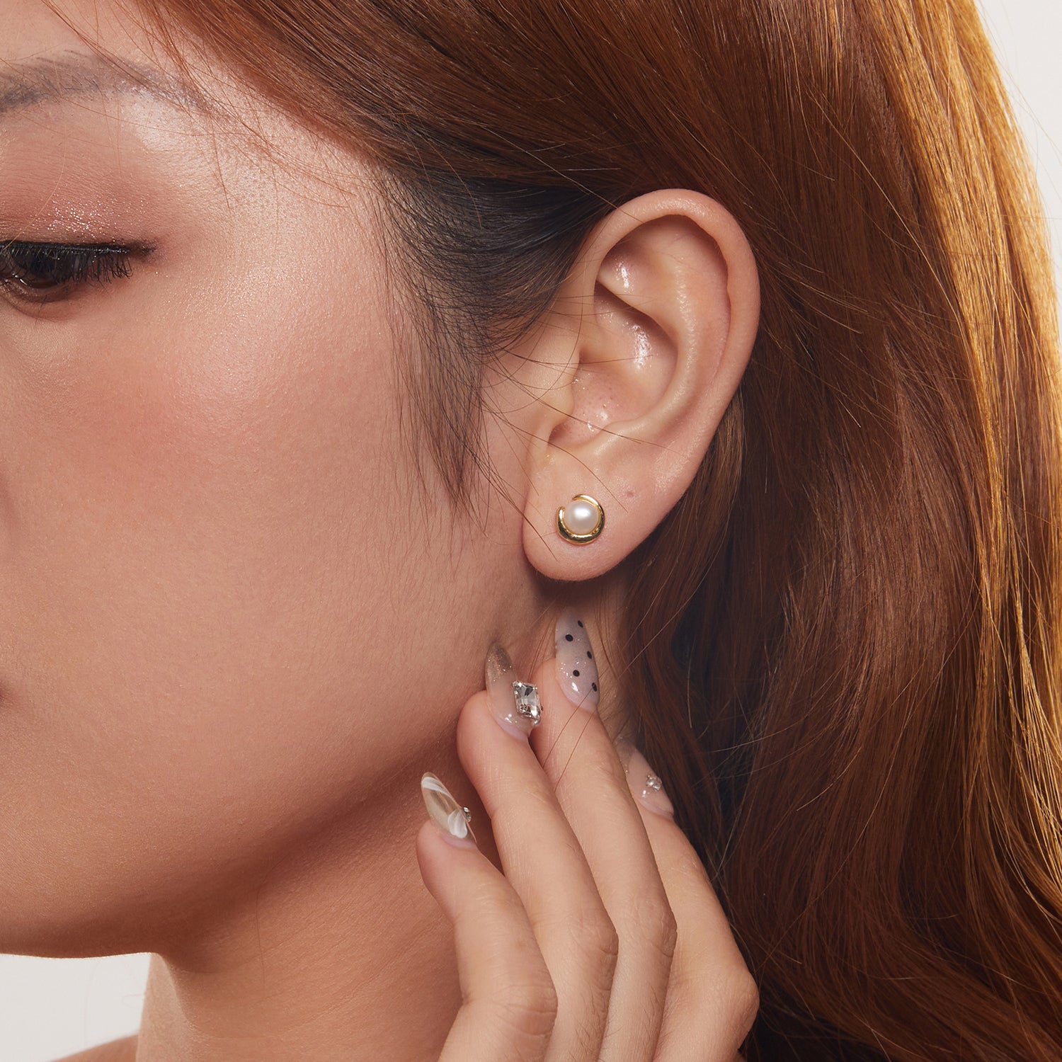 Gold Pearl Stud Earrings