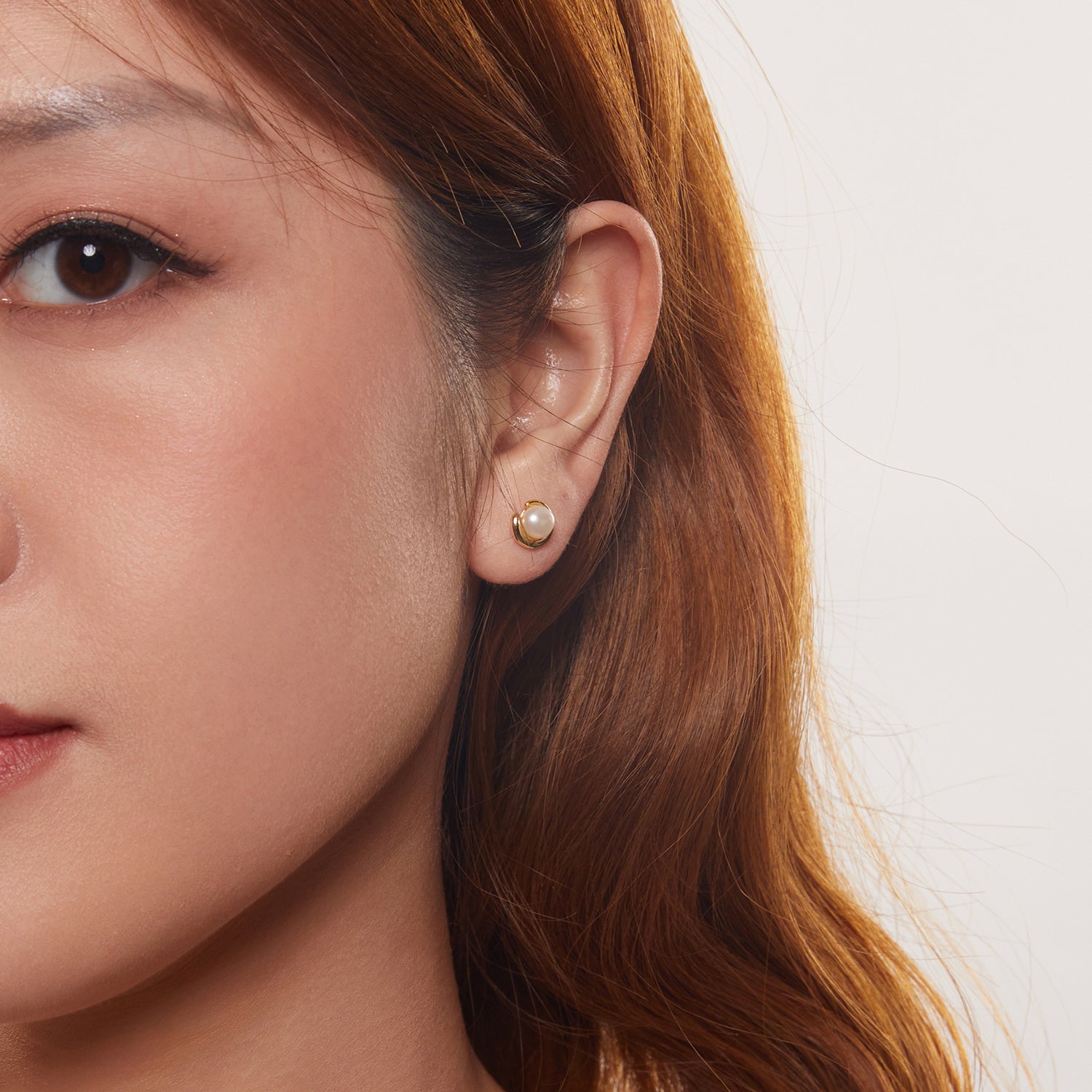 Gold Pearl Stud Earrings