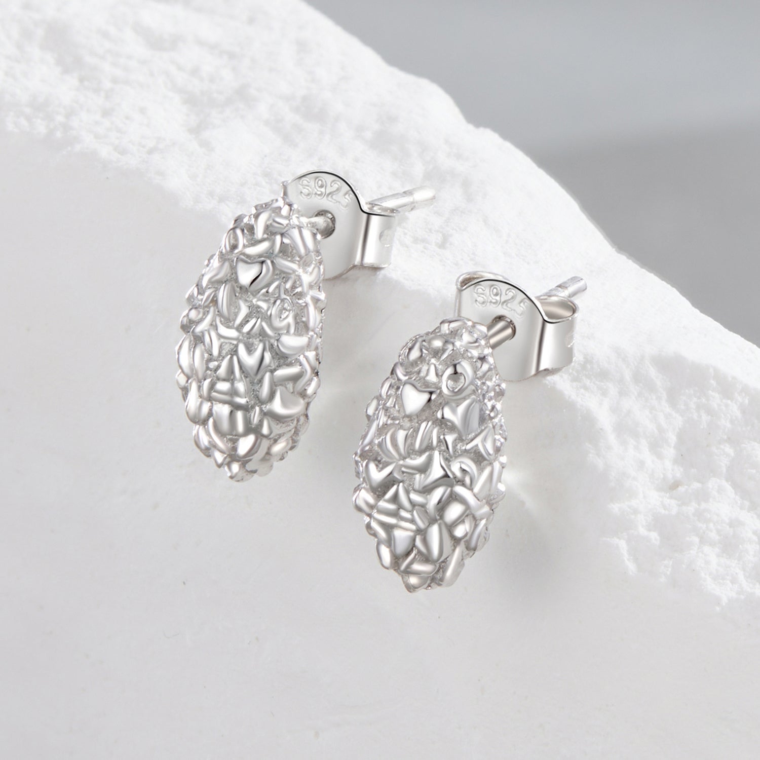 Textured Raindrop Stud Earrings