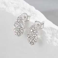 Textured Raindrop Stud Earrings