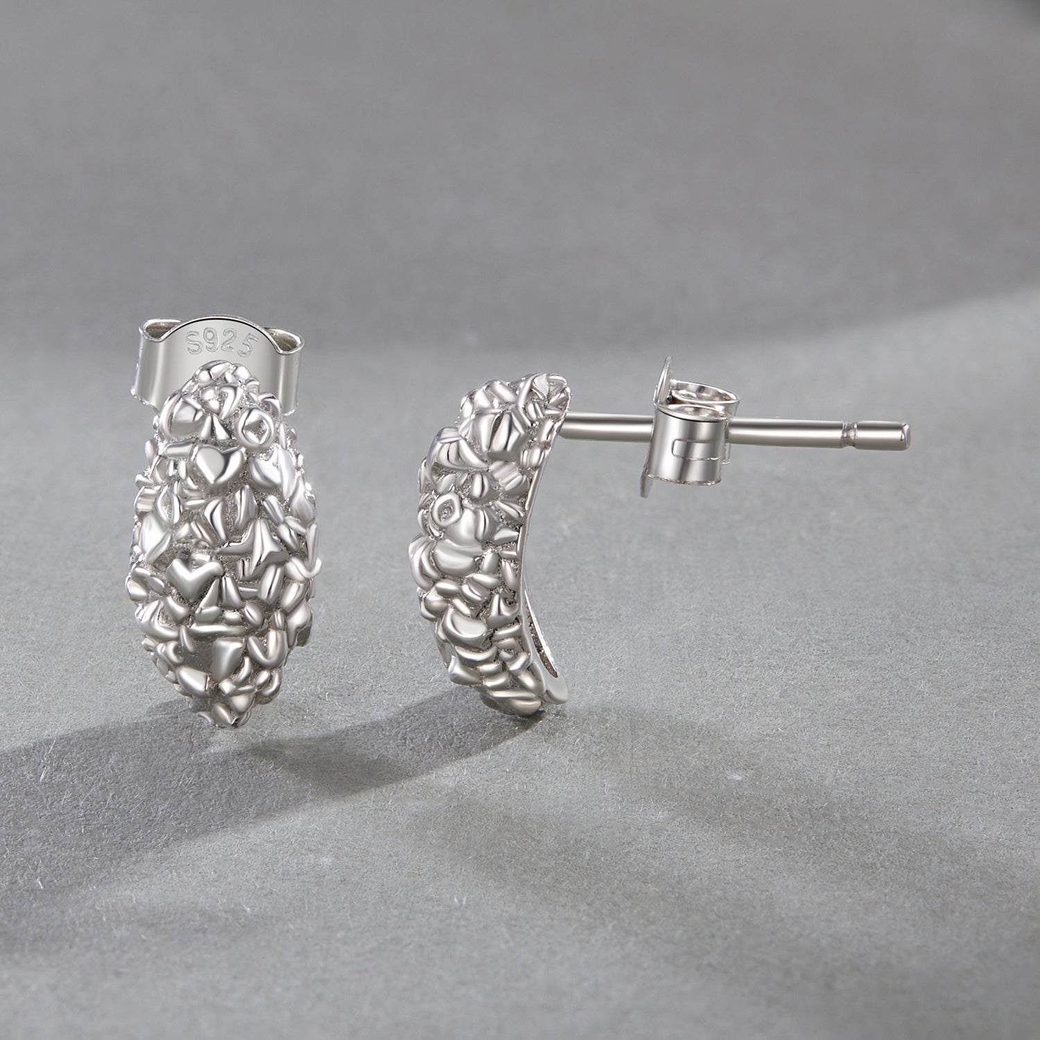 Textured Raindrop Stud Earrings