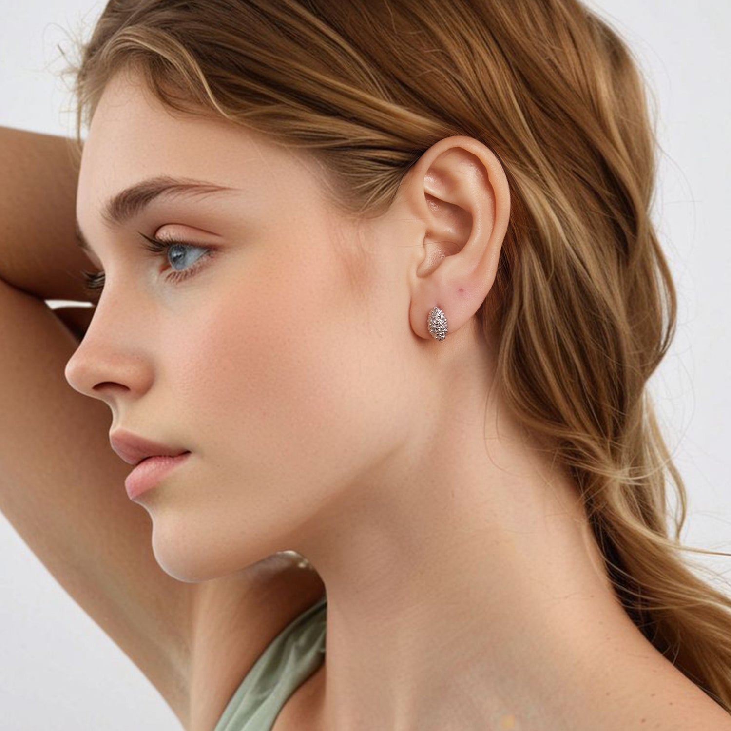 Textured Raindrop Stud Earrings