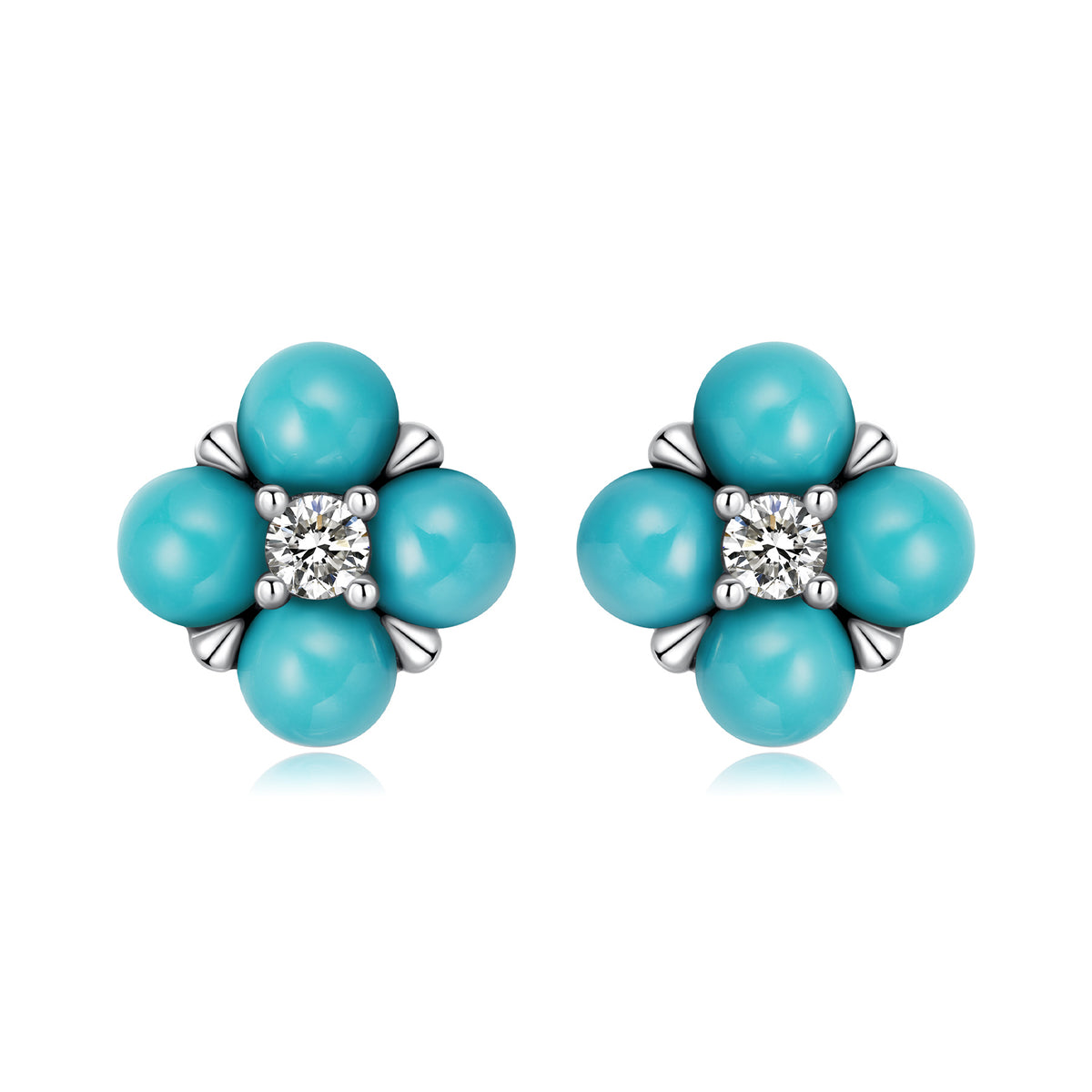 Turquoise Clover Stud Earrings