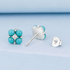 Turquoise Clover Stud Earrings