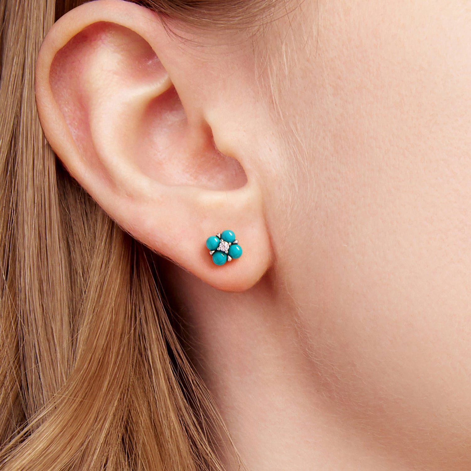 Turquoise Clover Stud Earrings