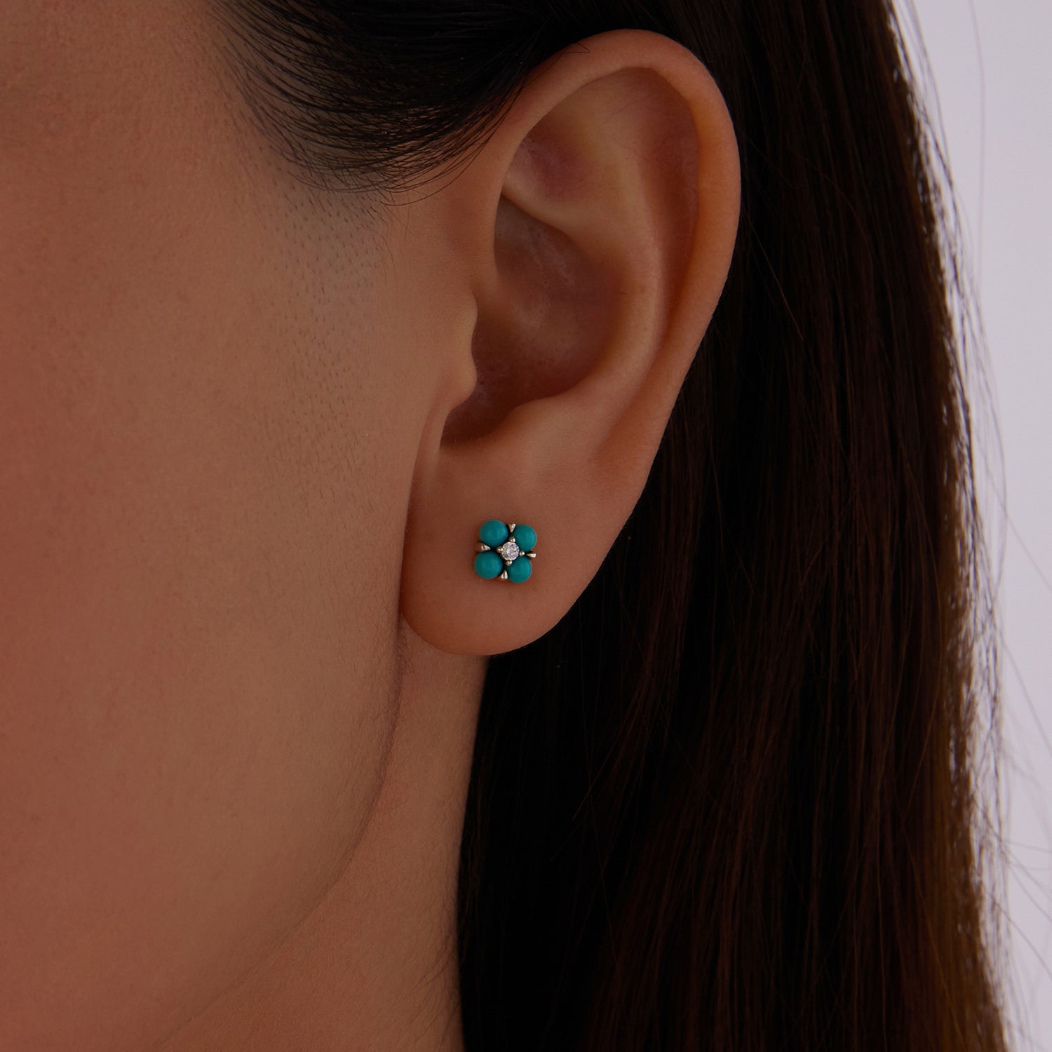 Turquoise Clover Stud Earrings