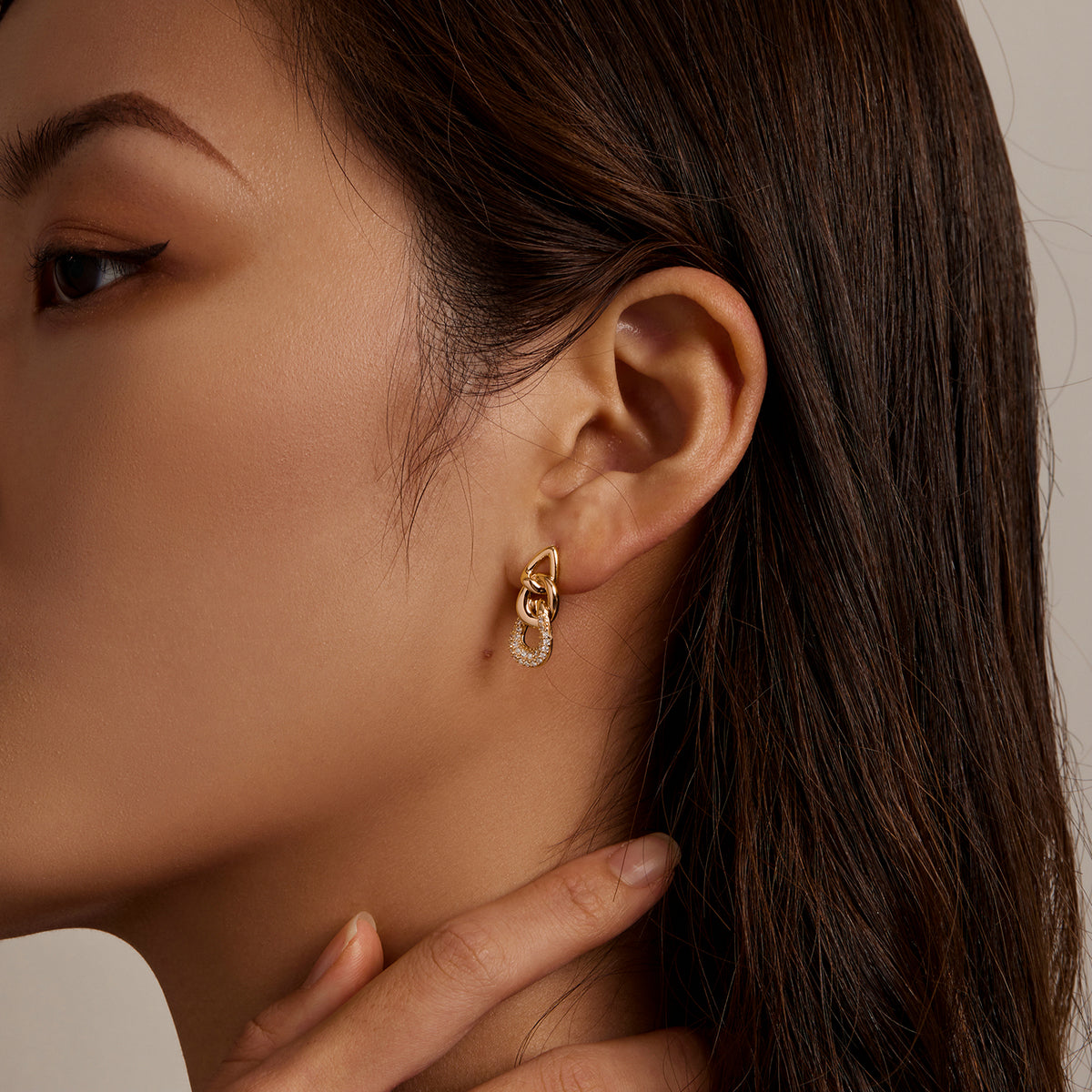 Gold Triple Drop Earrings