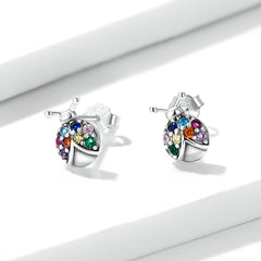 Rainbow Ladybug Stud Earrings