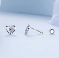 Simple Silver Heart Studs