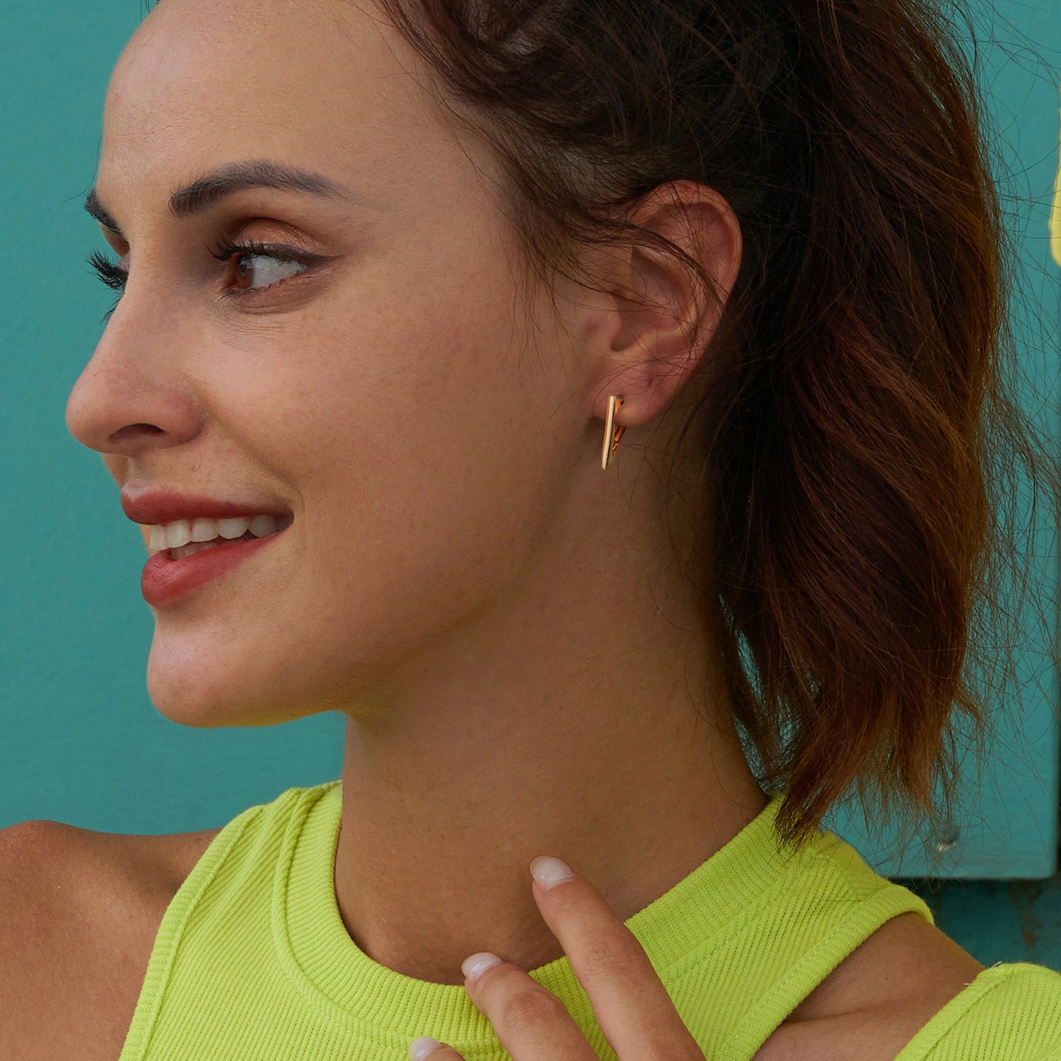 Gold Triangle Hoop Earrings