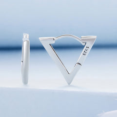 Silver Triangle Hoop Earrings