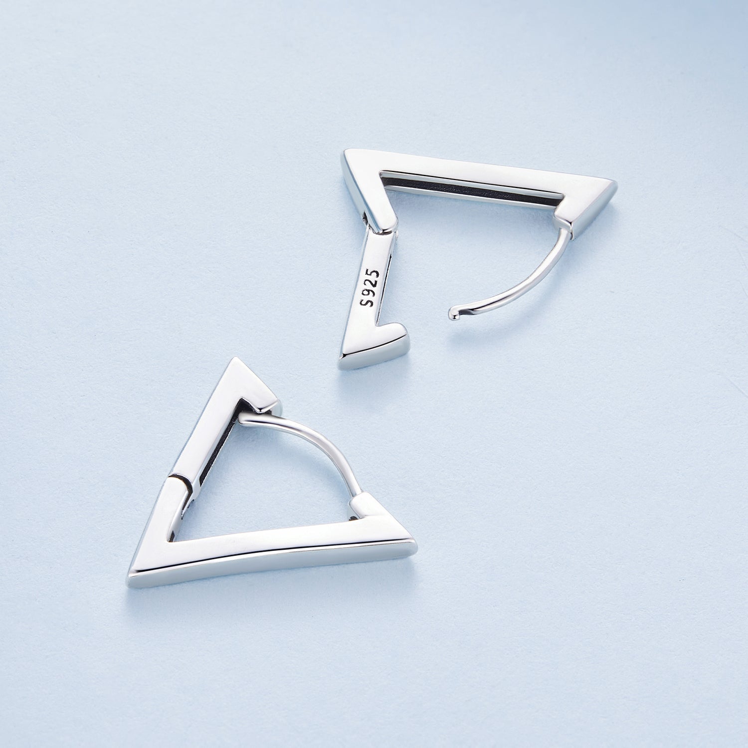 Silver Triangle Hoop Earrings