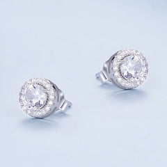 CZ Silver Circle Stud Earrings