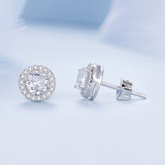 CZ Silver Circle Stud Earrings