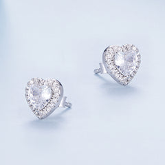 CZ Heart Stud Earrings