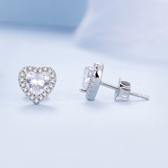 CZ Heart Stud Earrings