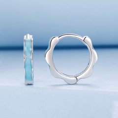 Blue Wavy Hoop Earrings