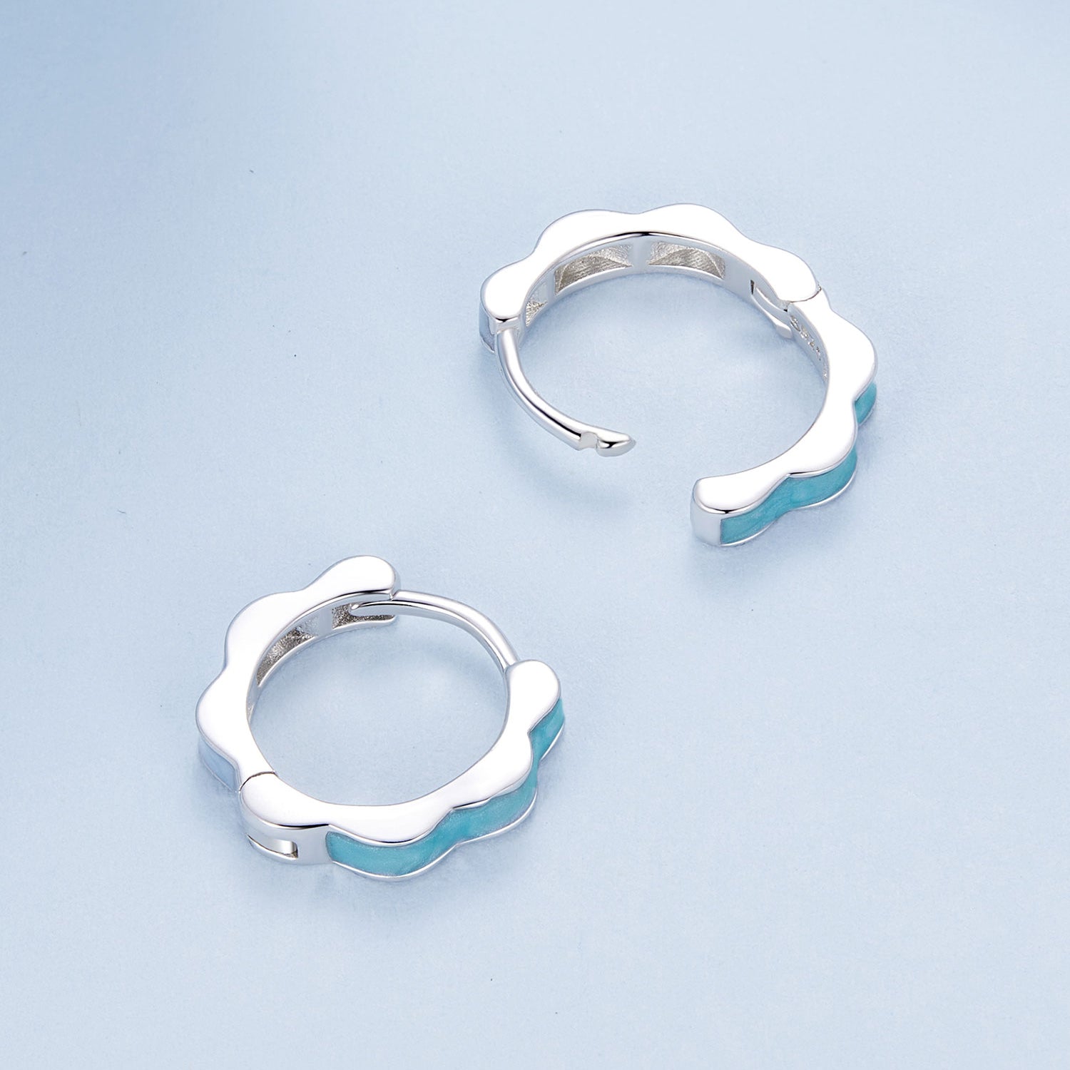 Blue Wavy Hoop Earrings