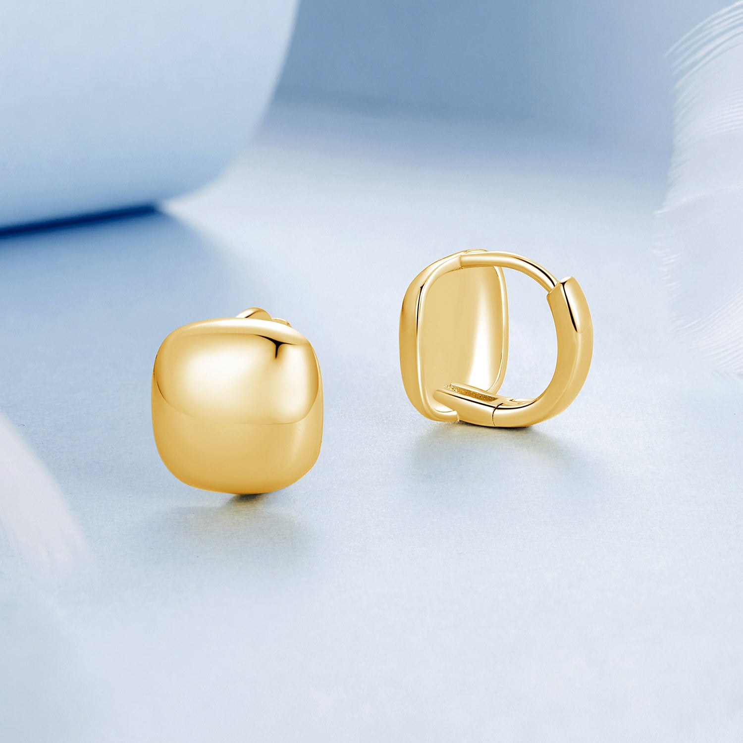 Chunky Gold Square Earrings