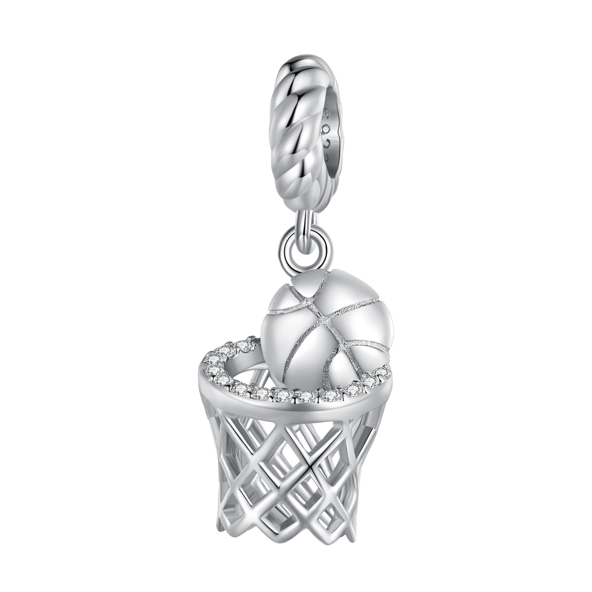 Basketball & Hoop Dangle Charm