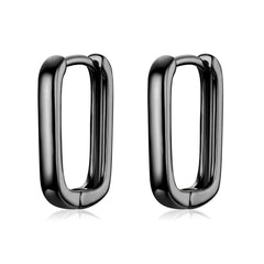 Squared Black Hoop Earrings