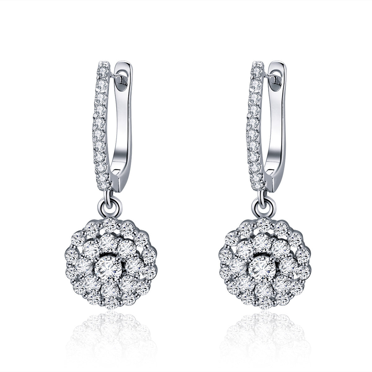 Flower CZ Drop Earrings