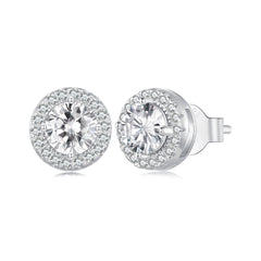 CZ Silver Circle Stud Earrings