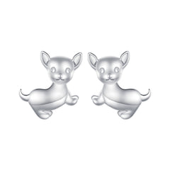 Silver Chihuahua Stud Earrings