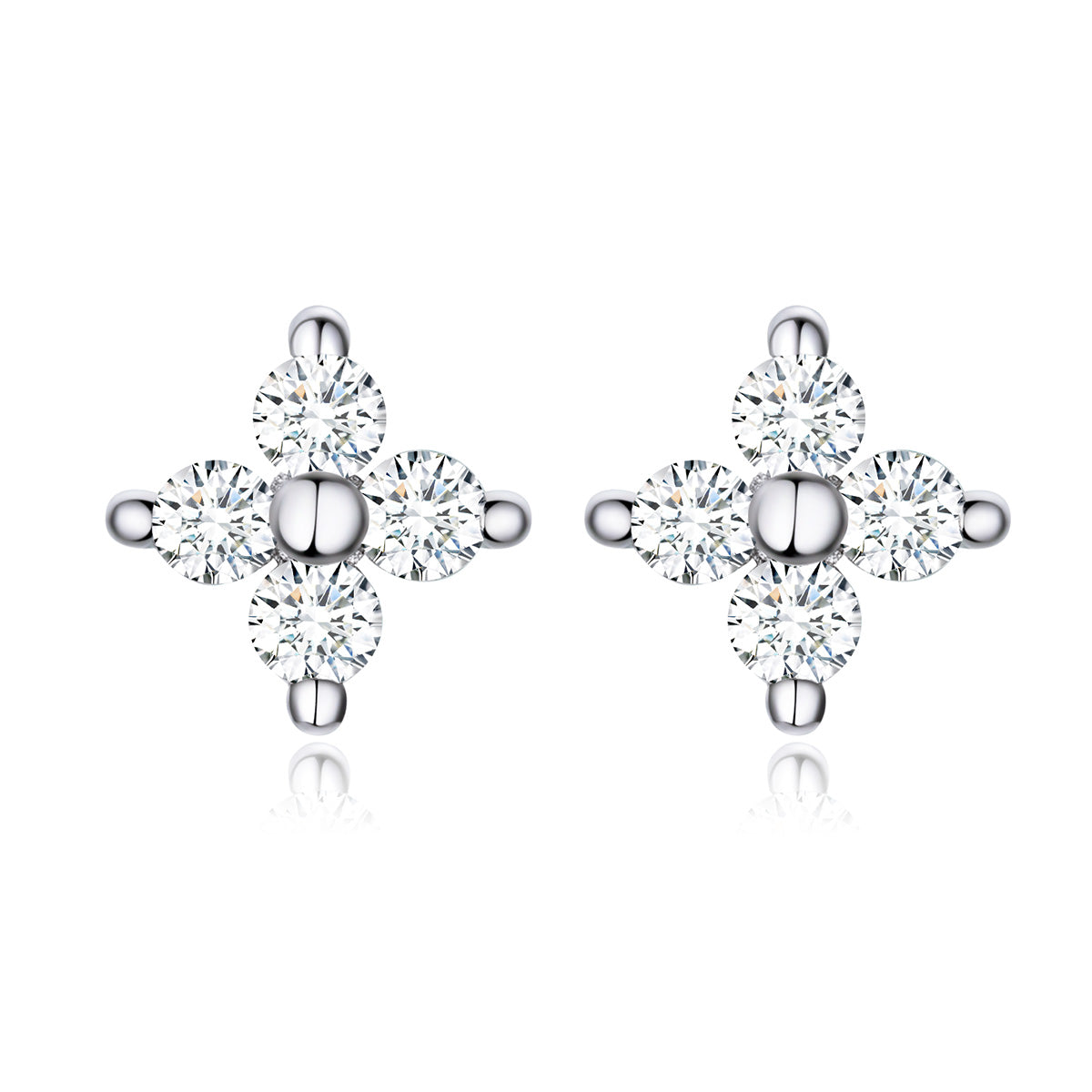 Silver CZ Cross Stud Earrings