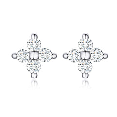 Silver CZ Cross Stud Earrings