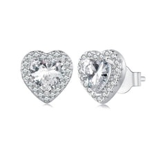 CZ Heart Stud Earrings