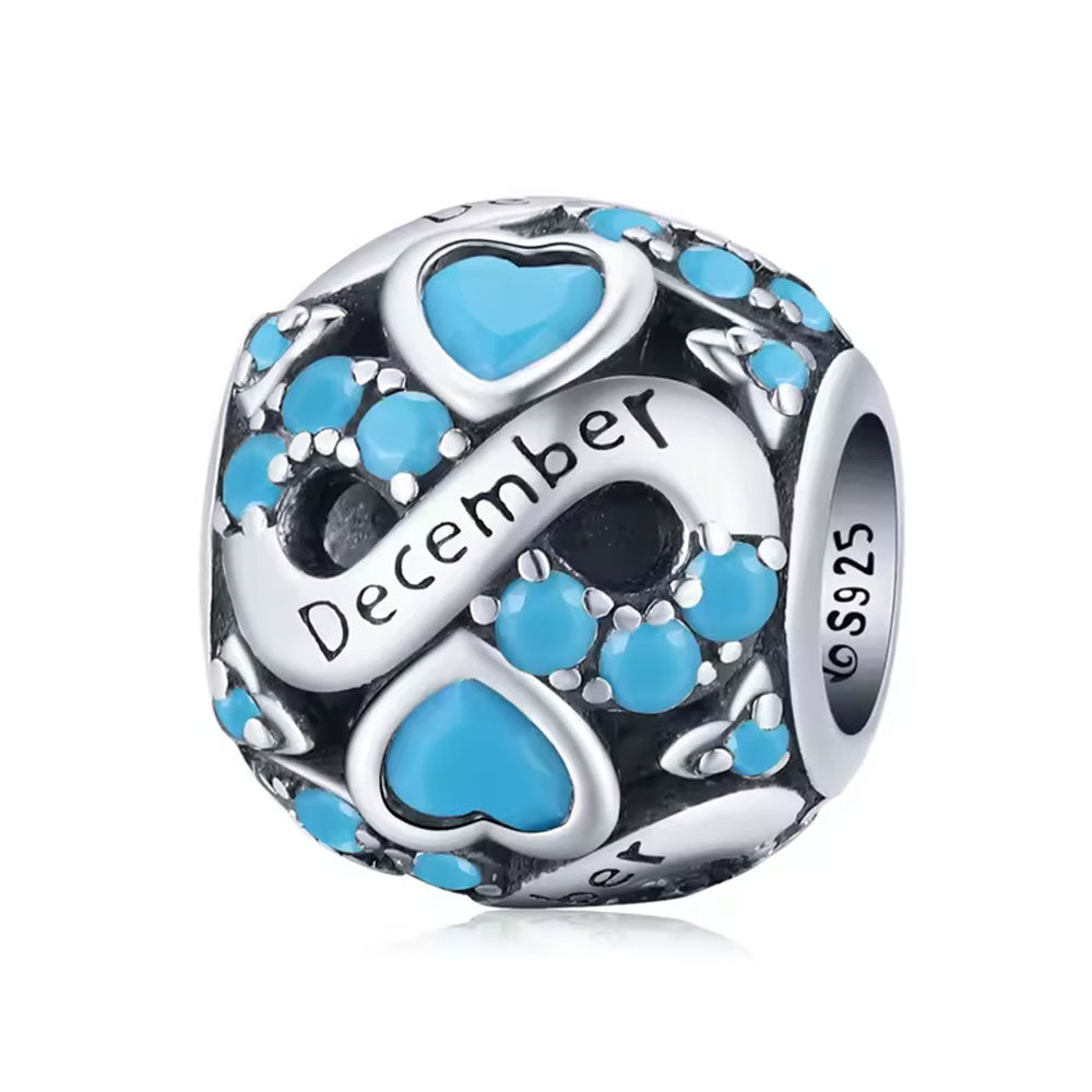 December Infinity Birthstone Charm