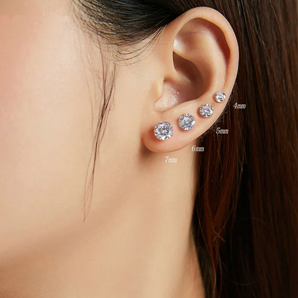 CZ Silver Stud Earrings
