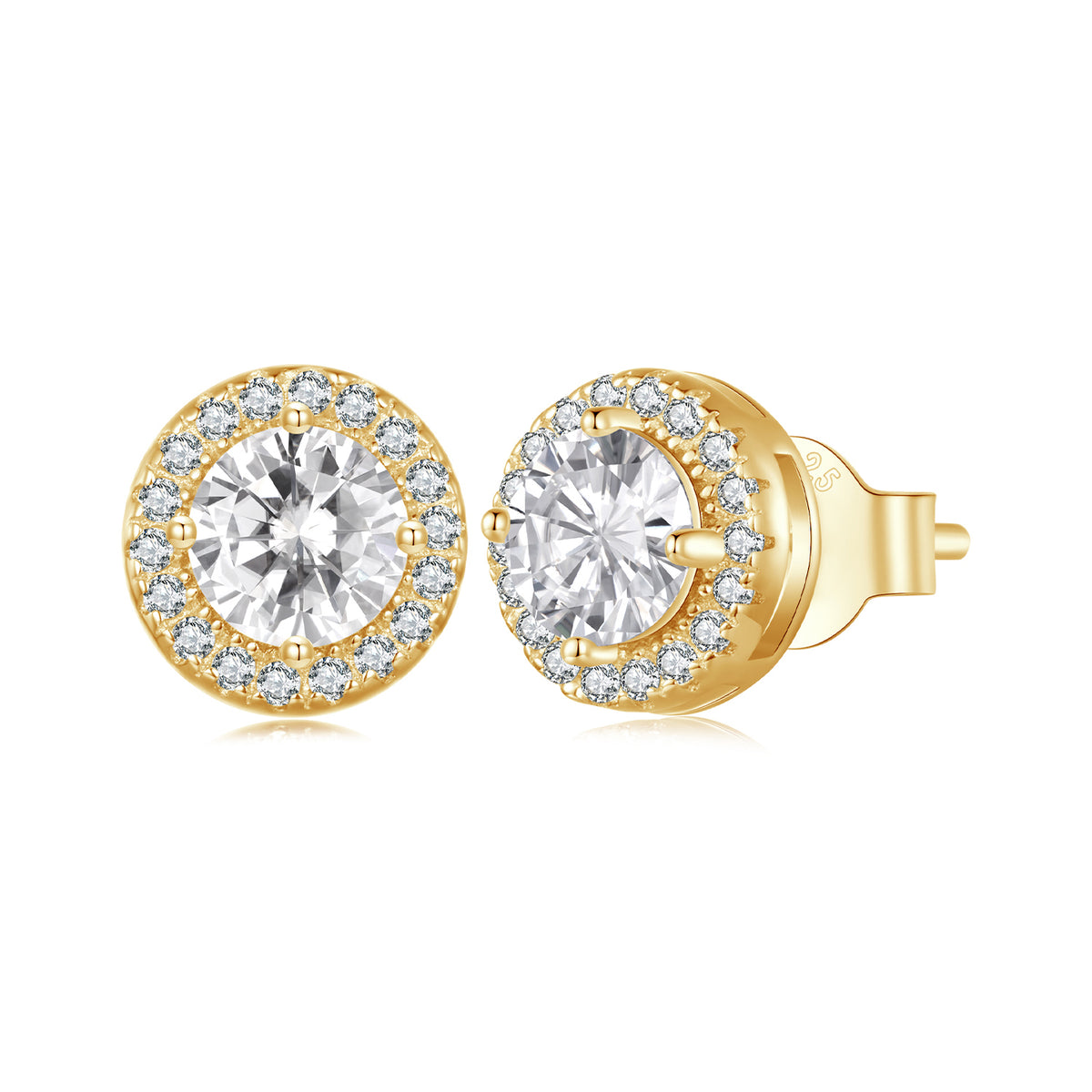 CZ Gold Circle Stud Earrings